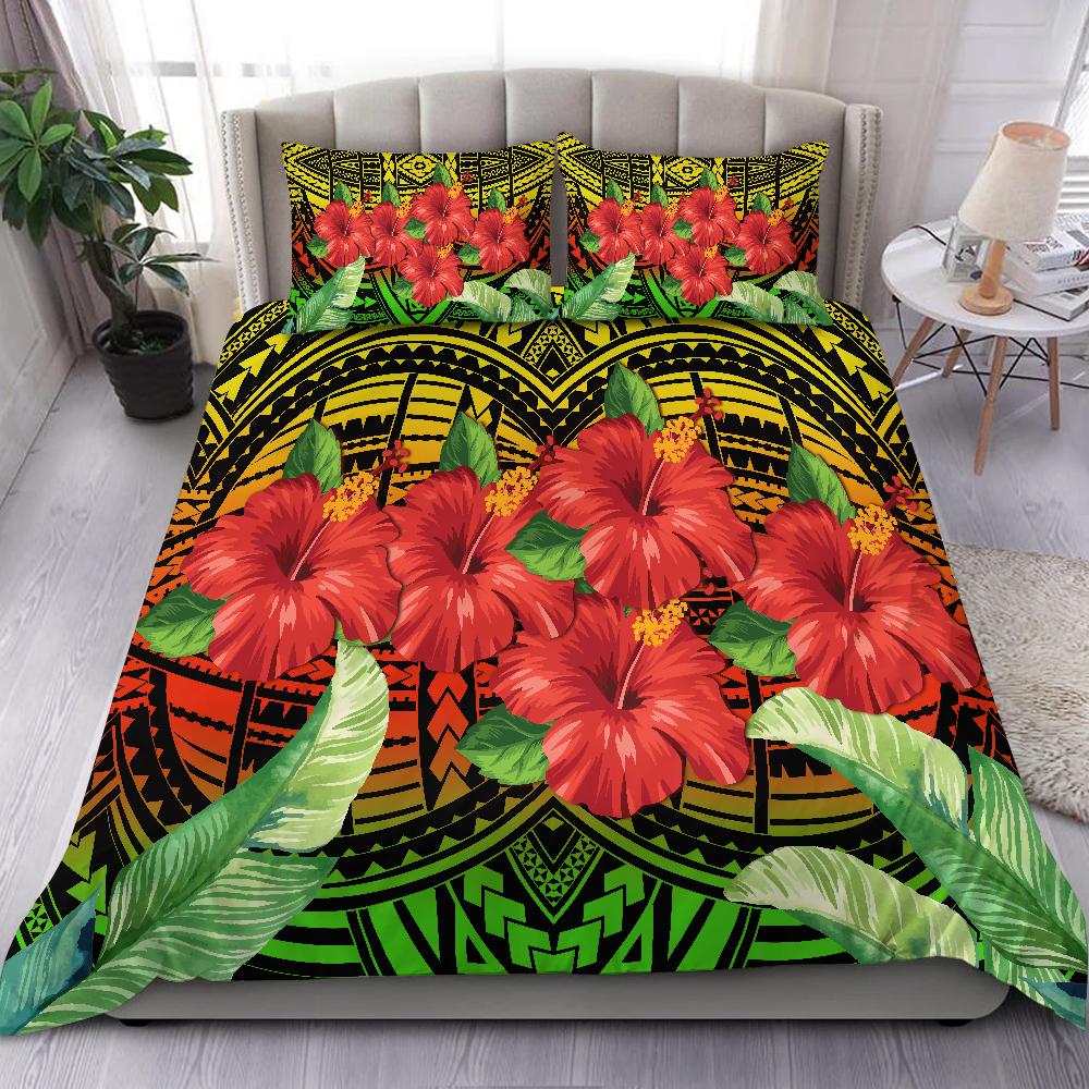 Hawaii Hibiscus Tropical Polynesian Tribal Bedding Set - Suri Style - AH Black - Polynesian Pride