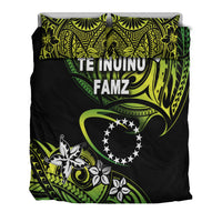 TE INUINU FAMZ - Cook Islands Rugby Bedding Set Unique Vibes - Green LT8 - Polynesian Pride