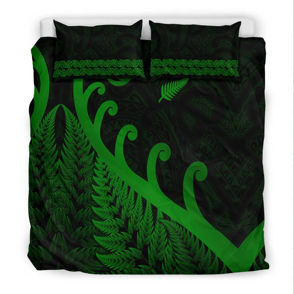 New Zealand Rugby Maori Bedding Set Silver Fern Koru Vibes - Green LT8 - Polynesian Pride