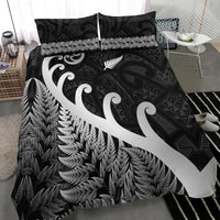 New Zealand Rugby Maori Bedding Set Silver Fern Koru Vibes - Black LT8 - Polynesian Pride