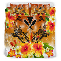 Hawaii Shark Hibiscus Plumeria Kanaka Bedding Set - Star Style - AH - Polynesian Pride