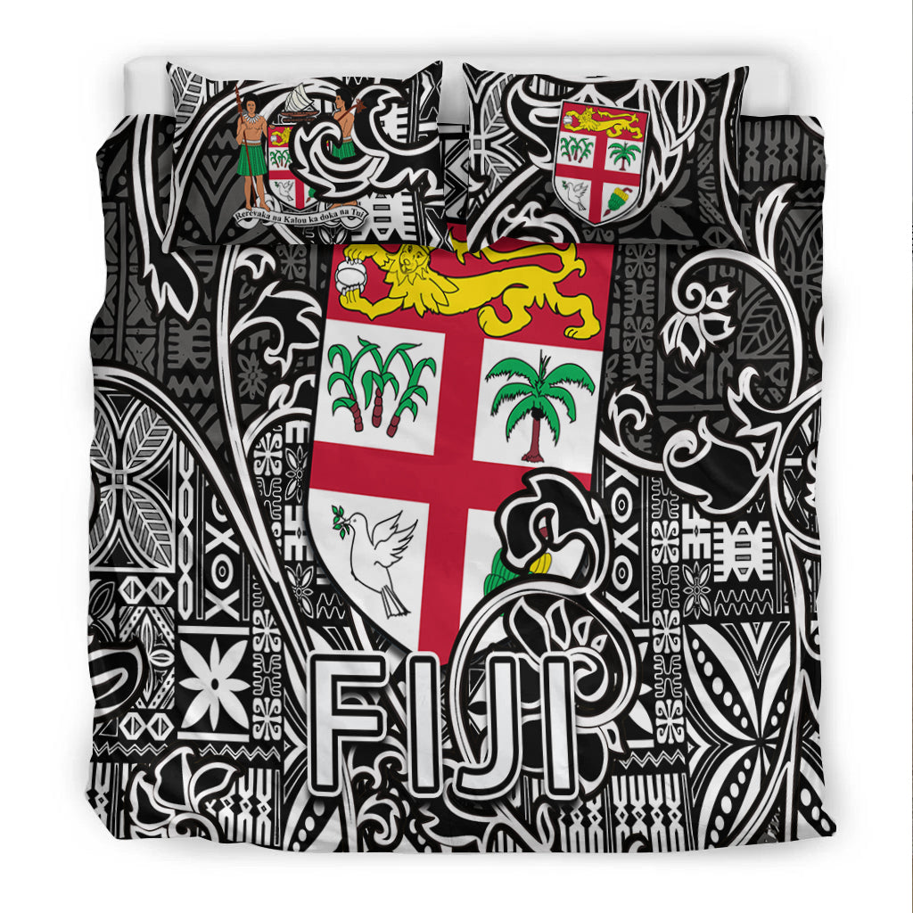 Fiji Bedding Set Tapa Patterns Black And White Style LT6 - Polynesian Pride