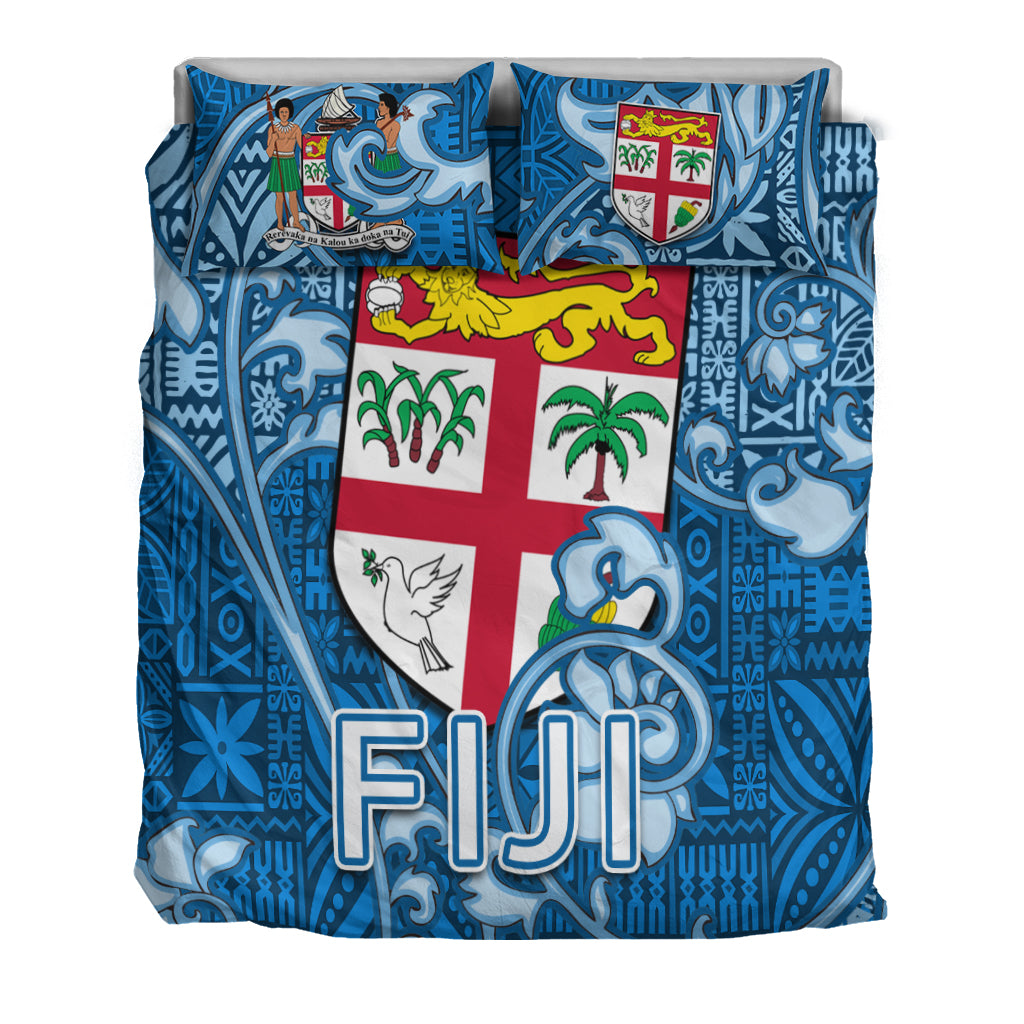 Fiji Bedding Set Tapa Patterns Blue Style LT6 - Polynesian Pride