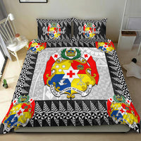 (Custom Personalised) Tonga Bedding Set Black Style LT6 Red - Polynesian Pride