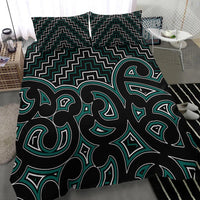 New Zealand Bedding Set Maori Graphic Tee patterns Green LT6 - Polynesian Pride