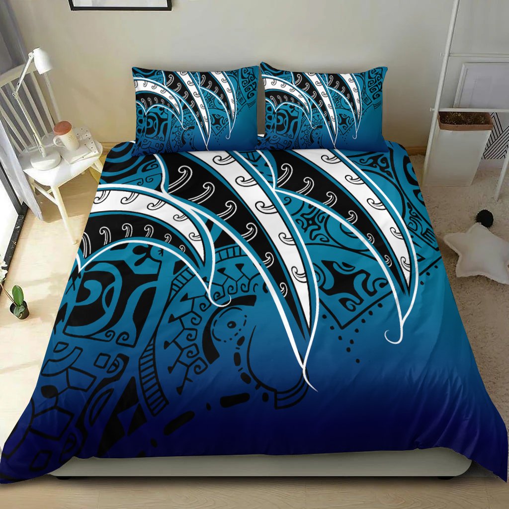 Polynesian Bedding Set - Tropical Leaf Blue Gradient Style - Polynesian Pride