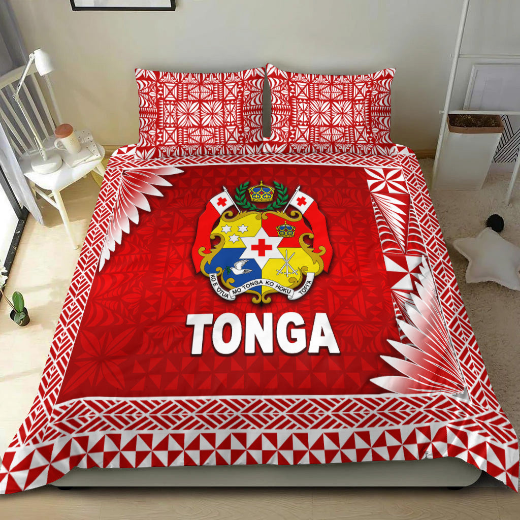 Tonga Coat Of Arms Bedding Set Simplified Version - Red LT8 - Polynesian Pride