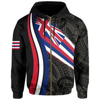 Hawaii Flag Polynesian Hoodie Zip Ten Style - Polynesian Pride
