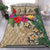 (Custom) Kanaka Maoli (Hawaiian) Quilt Bed Set - Hibiscus Turtle Tattoo Beige Personal Signature - Polynesian Pride