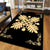 Hawaiian Quilt Maui Plant And Hibiscus Pattern Area Rug - Beige Black - AH - Polynesian Pride