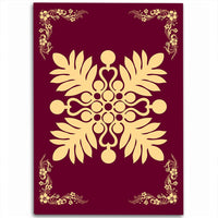 Hawaiian Quilt Maui Plant And Hibiscus Pattern Area Rug - Beige Burgundy - AH Beige - Polynesian Pride