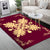 Hawaiian Quilt Maui Plant And Hibiscus Pattern Area Rug - Beige Burgundy - AH - Polynesian Pride