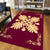 Hawaiian Quilt Maui Plant And Hibiscus Pattern Area Rug - Beige Burgundy - AH - Polynesian Pride