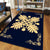 Hawaiian Quilt Maui Plant And Hibiscus Pattern Area Rug - Beige Indigo - AH - Polynesian Pride