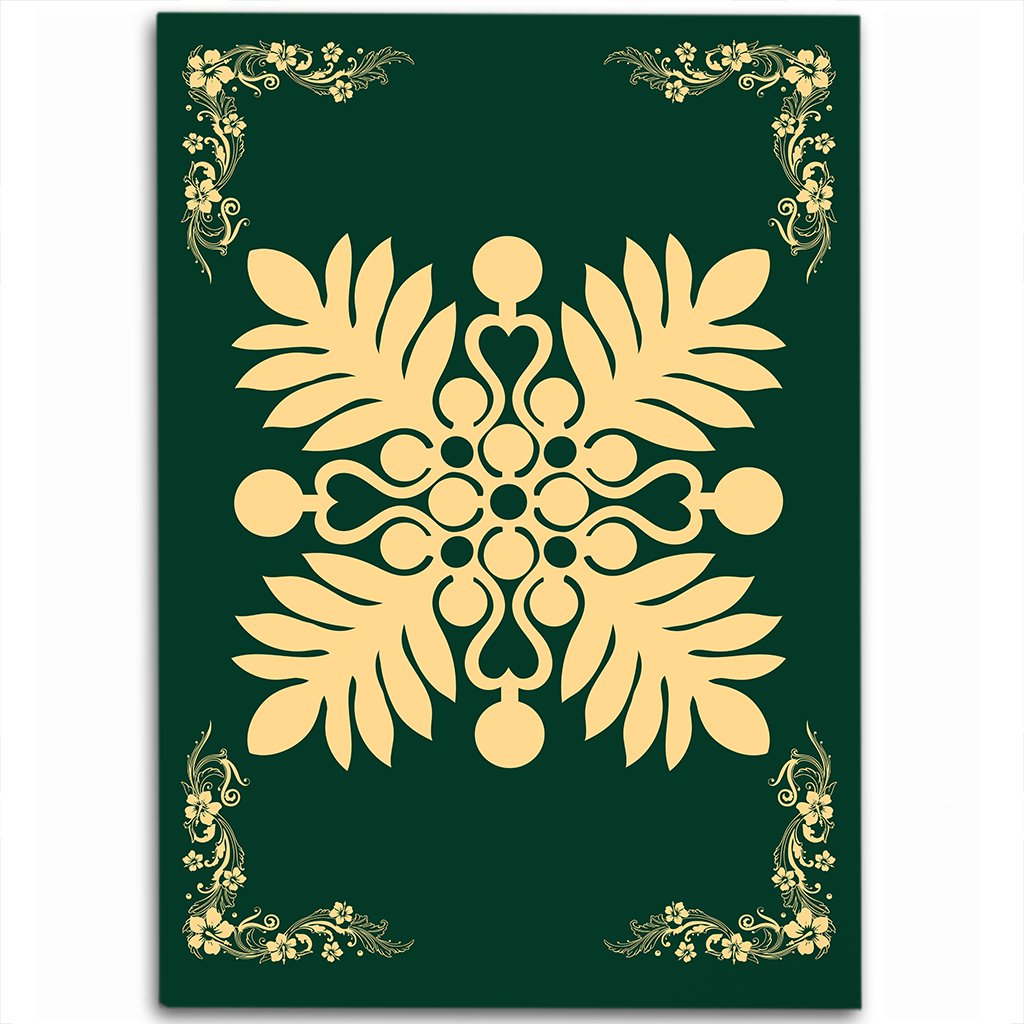 Hawaiian Quilt Maui Plant And Hibiscus Pattern Area Rug - Beige Sacramento - AH Beige - Polynesian Pride