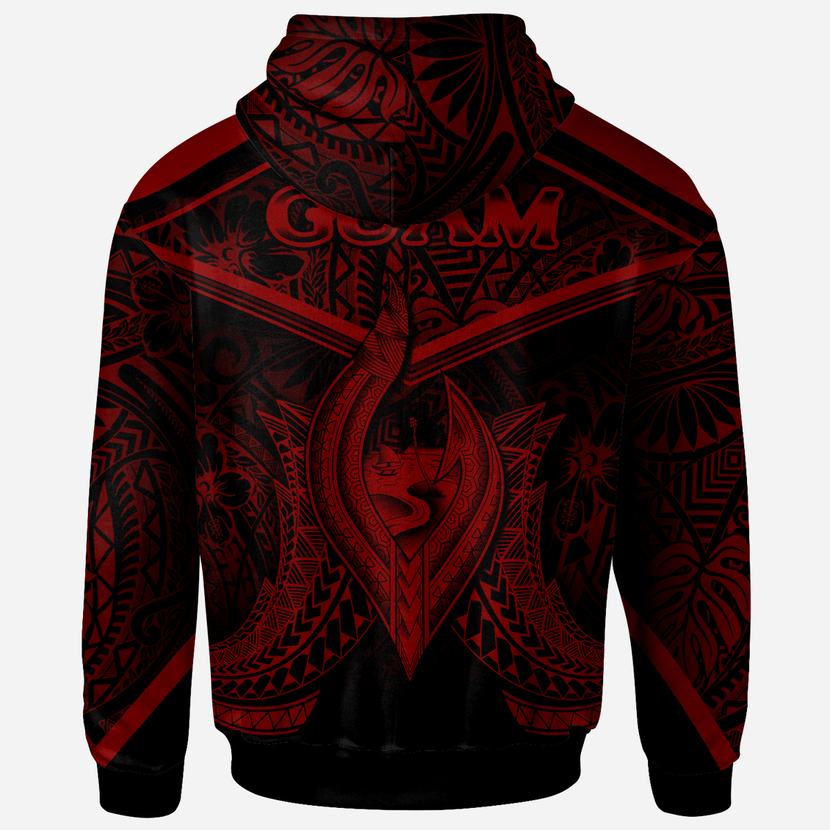 Guam Hoodie Guam Seal With Line Style Red Version - Polynesian Pride
