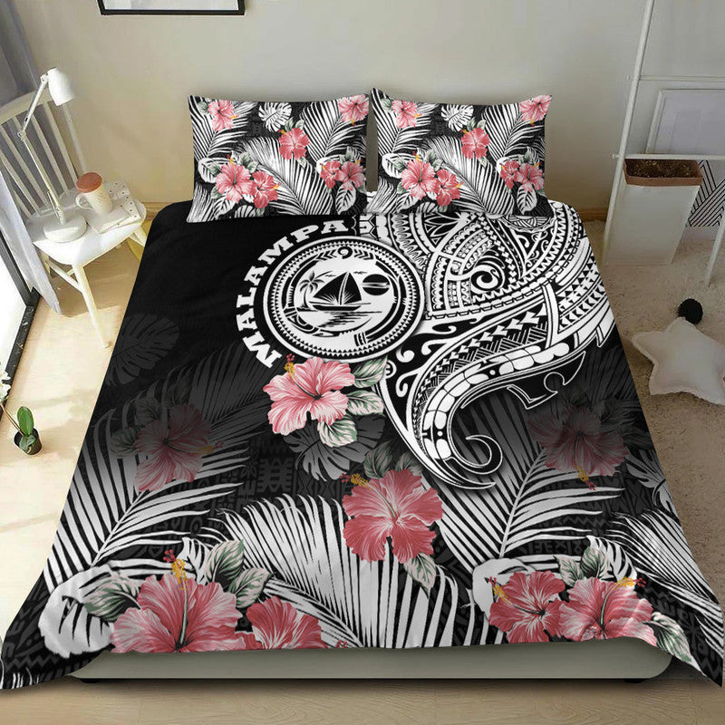 Vanuatu Malampa Province Bedding Set Hibiscus Tribal Polynesian Tattoo Ver Black LT9 - Polynesian Pride