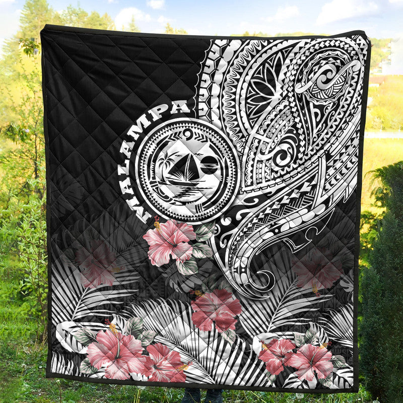 Vanuatu Malampa Province Premium Quilt Hibiscus Tribal Polynesian Tattoo Ver Black LT9 Black - Polynesian Pride