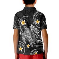 Hawaii Polo Shirt Hawaiian Turtle Plumeria Mixed Polynesian Black Style LT9 - Polynesian Pride