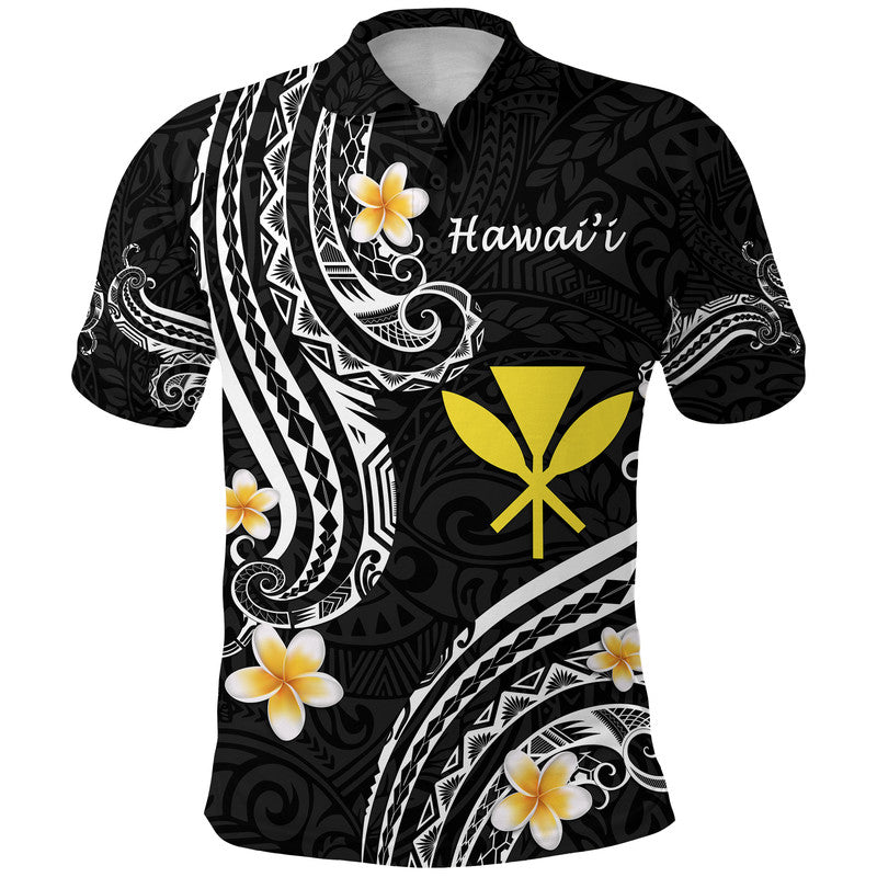 Hawaii Polo Shirt Black Polynesian Line Style LT9 Adult Black - Polynesian Pride