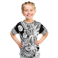Custom Fiji Coat of Arms T Shirt Masi Tapa Mixed Palm Tree No1 Black Version LT9 - Polynesian Pride