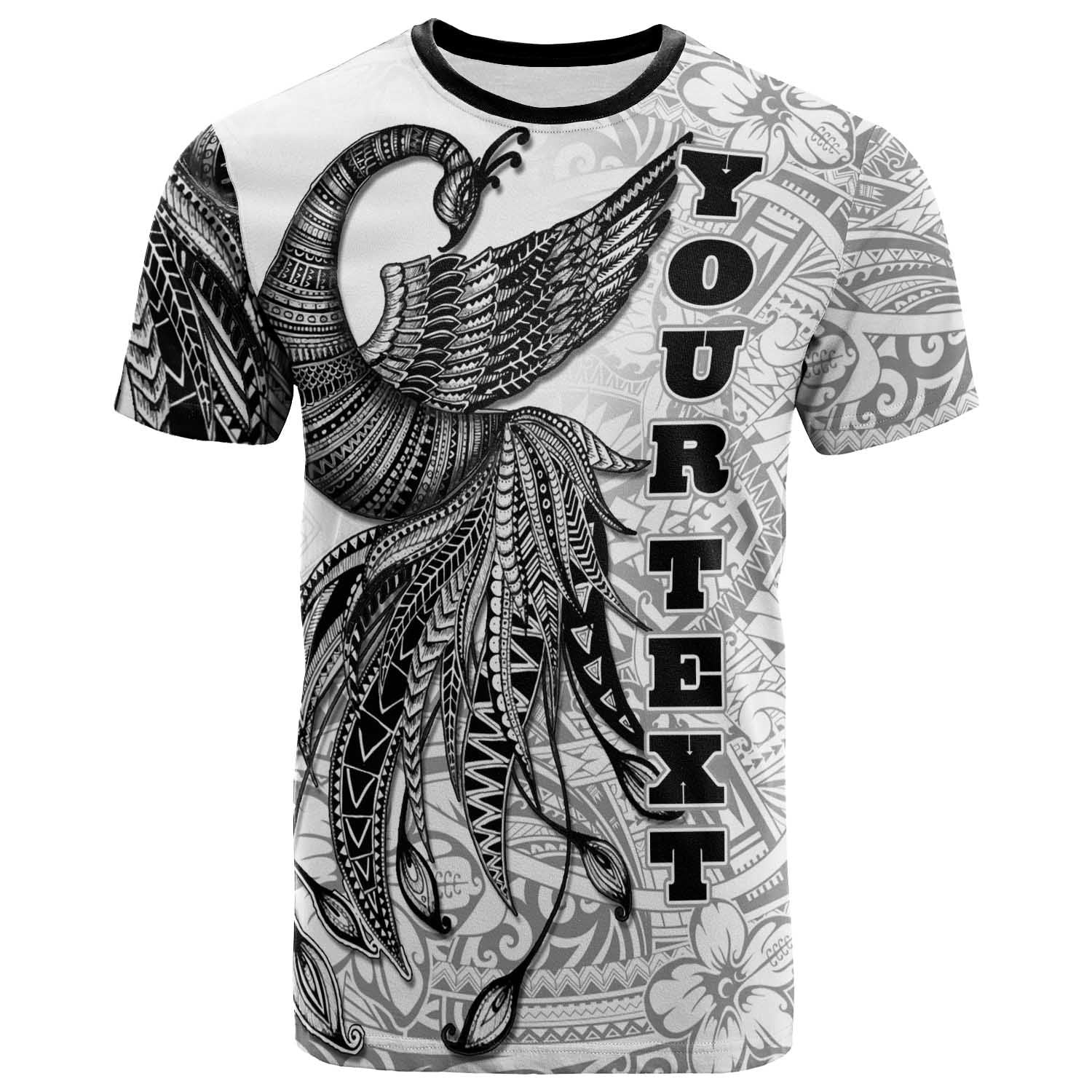 Nauru Custom T Shirt Polynesian Phoenix Bird, Fairytales Bird Black Unisex Black - Polynesian Pride