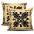 Hawaiian Quilt Maui Plant And Hibiscus Pattern Pillow Covers - Black Beige - AH - Polynesian Pride