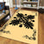 Hawaiian Quilt Maui Plant And Hibiscus Pattern Area Rug - Black Beige - AH - Polynesian Pride