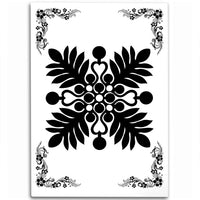Hawaiian Quilt Maui Plant And Hibiscus Pattern Area Rug - Black White - AH Black - Polynesian Pride
