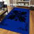 Hawaiian Quilt Maui Plant And Hibiscus Pattern Area Rug - Black Blue - AH - Polynesian Pride