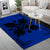 Hawaiian Quilt Maui Plant And Hibiscus Pattern Area Rug - Black Blue - AH - Polynesian Pride