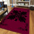 Hawaiian Quilt Maui Plant And Hibiscus Pattern Area Rug - Black Burgundy - AH - Polynesian Pride