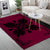 Hawaiian Quilt Maui Plant And Hibiscus Pattern Area Rug - Black Burgundy - AH - Polynesian Pride