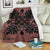 Hawaiian Quilt Maui Plant And Hibiscus Premium Blanket - Black Coral - AH White - Polynesian Pride