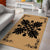 Hawaiian Quilt Maui Plant And Hibiscus Pattern Area Rug - Black Gold - AH - Polynesian Pride