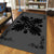 Hawaiian Quilt Maui Plant And Hibiscus Pattern Area Rug - Black Gray - AH - Polynesian Pride