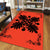 Hawaiian Quilt Maui Plant And Hibiscus Pattern Area Rug - Black Orange - AH - Polynesian Pride