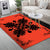 Hawaiian Quilt Maui Plant And Hibiscus Pattern Area Rug - Black Orange - AH - Polynesian Pride