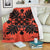 Hawaiian Quilt Maui Plant And Hibiscus Premium Blanket - Black Orange - AH White - Polynesian Pride