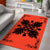 Hawaiian Quilt Maui Plant And Hibiscus Pattern Area Rug - Black Orange - AH - Polynesian Pride