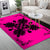 Hawaiian Quilt Maui Plant And Hibiscus Pattern Area Rug - Black Pink - AH - Polynesian Pride