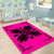 Hawaiian Quilt Maui Plant And Hibiscus Pattern Area Rug - Black Pink - AH - Polynesian Pride