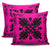 Hawaiian Quilt Maui Plant And Hibiscus Pattern Pillow Covers - Black Pink - AH - Polynesian Pride