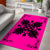 Hawaiian Quilt Maui Plant And Hibiscus Pattern Area Rug - Black Pink - AH - Polynesian Pride