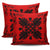 Hawaiian Quilt Maui Plant And Hibiscus Pattern Pillow Covers - Black Red - AH - Polynesian Pride