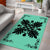 Hawaiian Quilt Maui Plant And Hibiscus Pattern Area Rug - Black Seafoarm - AH - Polynesian Pride