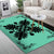 Hawaiian Quilt Maui Plant And Hibiscus Pattern Area Rug - Black Seafoarm - AH - Polynesian Pride