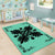 Hawaiian Quilt Maui Plant And Hibiscus Pattern Area Rug - Black Seafoarm - AH - Polynesian Pride