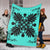 Hawaiian Quilt Maui Plant And Hibiscus Premium Blanket - Black Turquoise - AH - Polynesian Pride