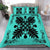 Hawaiian Quilt Maui Plant And Hibiscus Pattern Bedding Set - Black Turquoise - AH Black - Polynesian Pride